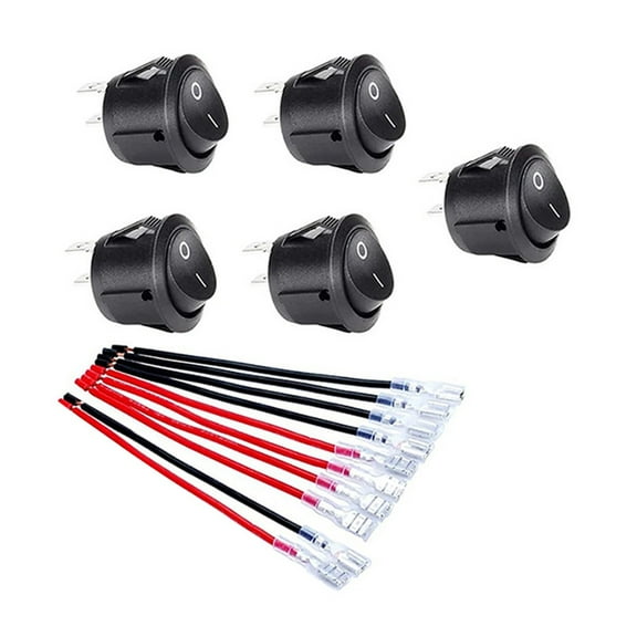 BTOER 12 Volt Rocker DC Switch,Round Toggle Switch,2 Pin SPST Switch Button with Wires