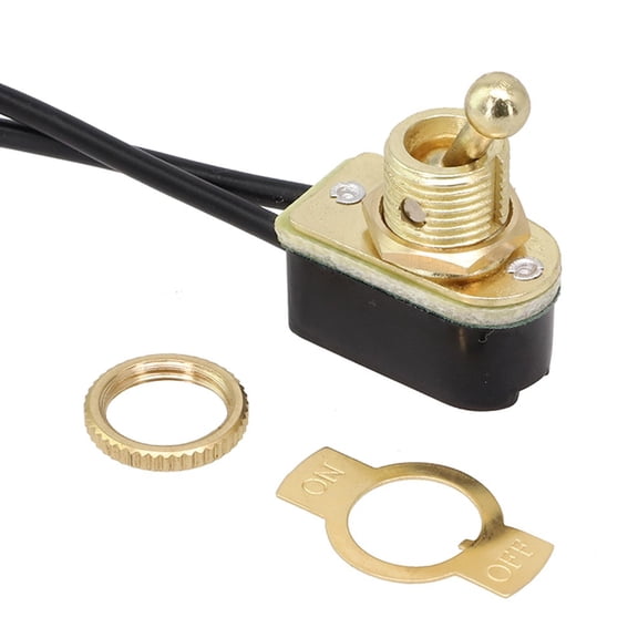 BTOER 1PC AC250V 6A On/Off Prewired Standard Toggle Switch With Wire Cable SPST Switch