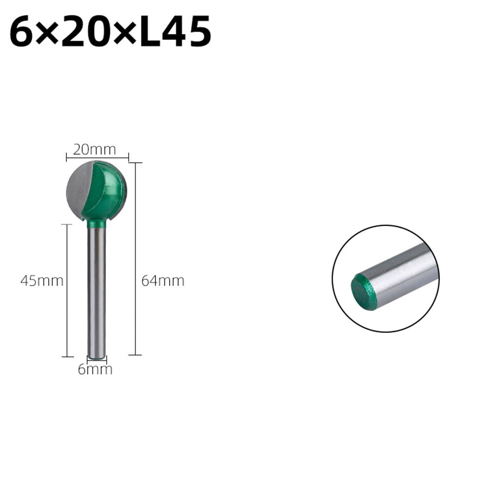 BTOER 1pc 6mm Shank Ball Nose Round Carving Bit Cove CNC Milling Bit