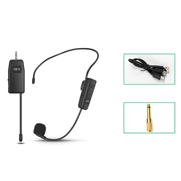BTOER 2.4G Wireless Microphone Headset Mic Earphone Mic Headset For Voice Amplifier Speaker Karaoke Computer Teaching Meeting Yoga, Single Mic