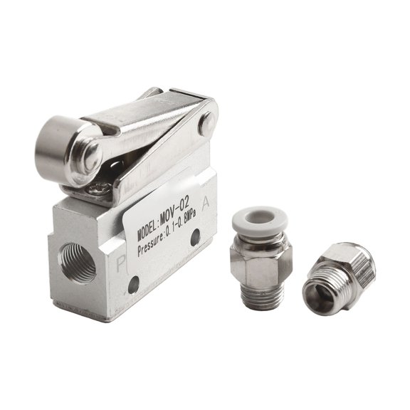 BTOER 2 Position 2 Way 1/8in Roller Pneumatic Mechanical Valve N C On-Off Valve MOV-02