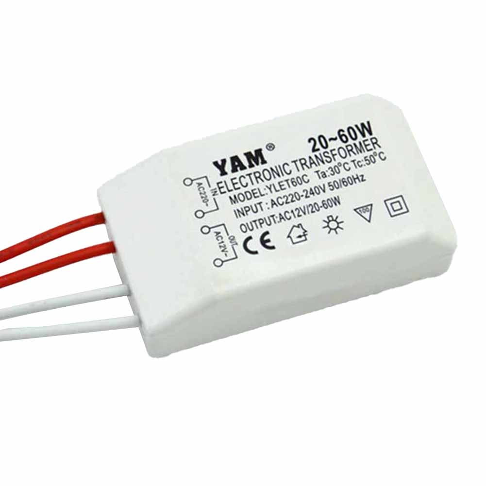 Compact White 20-60W LED Lamp Transformer Adapter