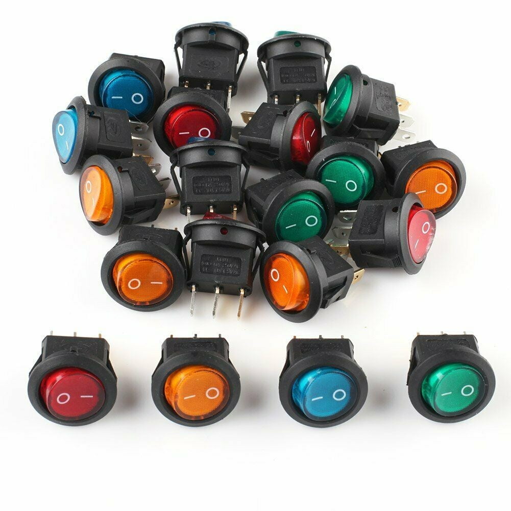 BTOER 20* Car Boat Van Led Illuminated Round Rocker On-Off Toggle Spst ...