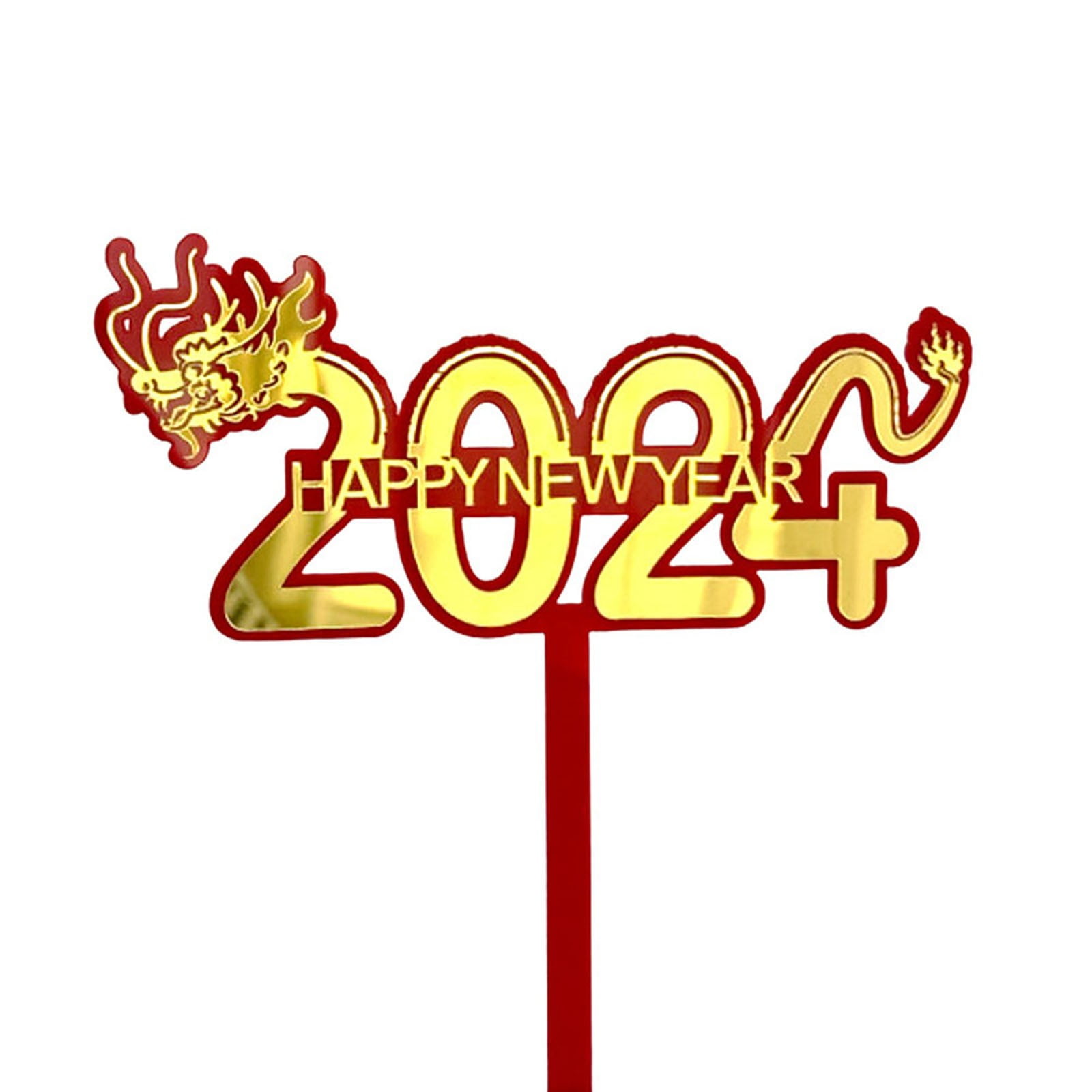 BTOER 2024 Happy New Year Acrylic Cake Topper New Year Theme Cake Party