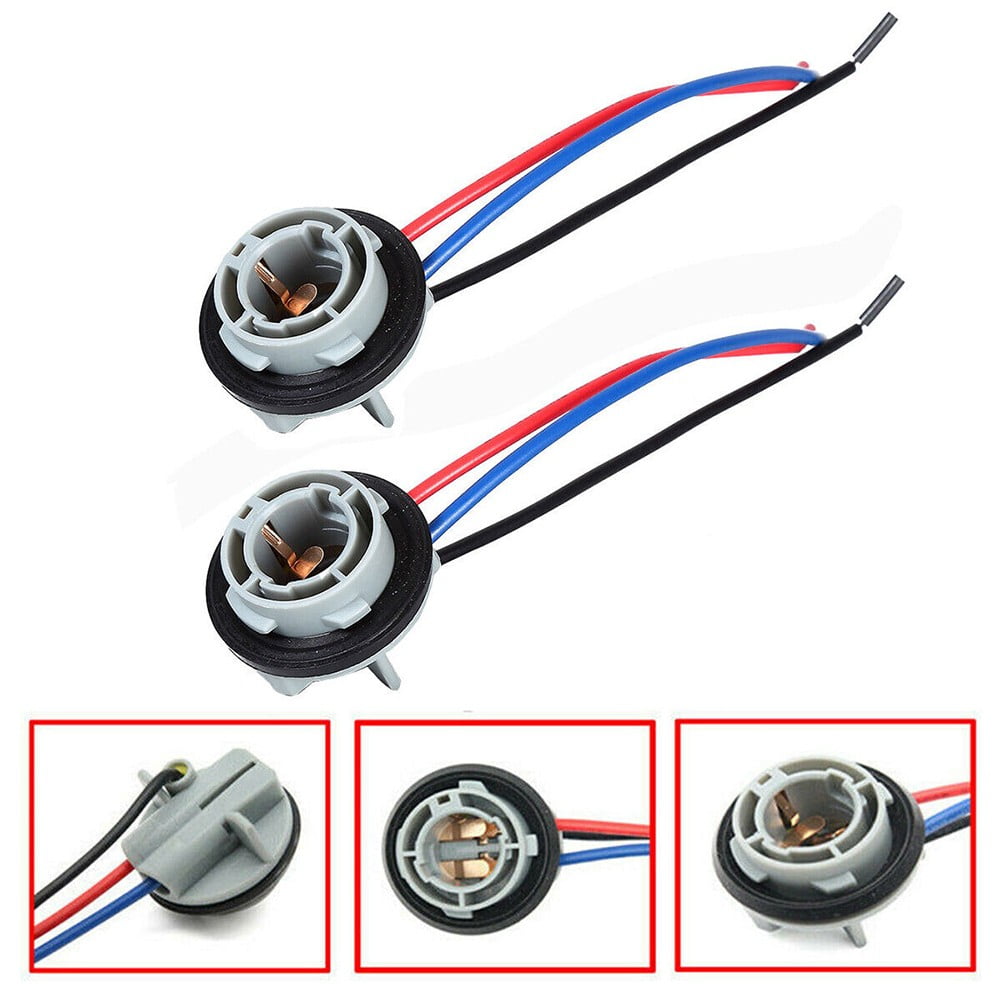 BTOER 2Pcs 1157 LED Stop Brake Turn Light Bulb Socket Harness Wire Pig ...