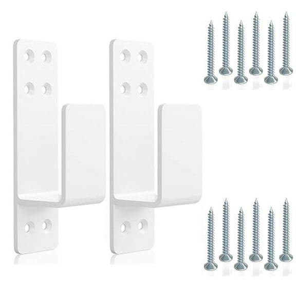 BTOER 2pc Door Barricade U Brackets Home Security Heavy Duty Reinforcement Door Lock Metal Bar Bracket For Garage Warehouses Latches, White