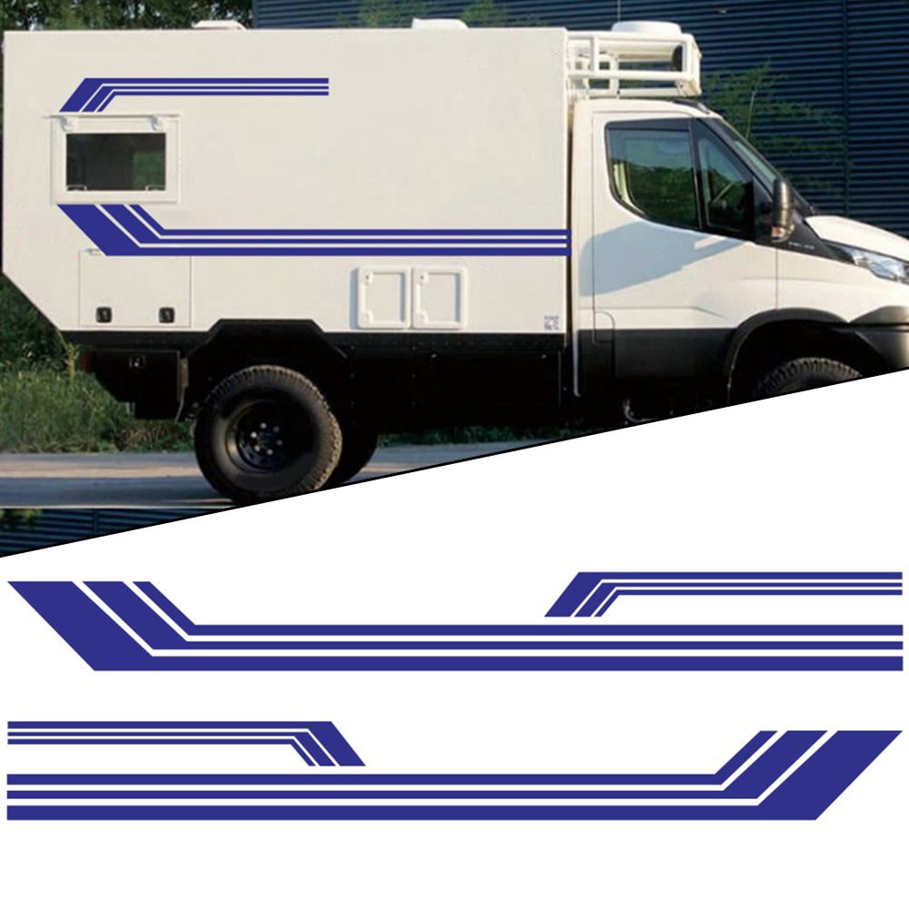 BTOER 2set RV Camper Van Caravan Sticker Body striped Graphic Blue ...