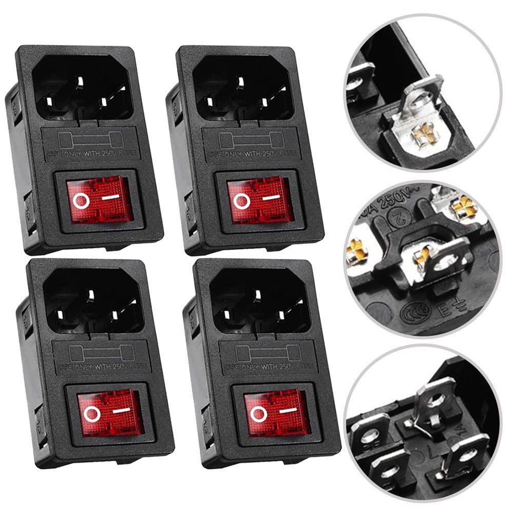 BTOER 3Pin iec320 c14 inlet module fuse switch male power socket 10A ...