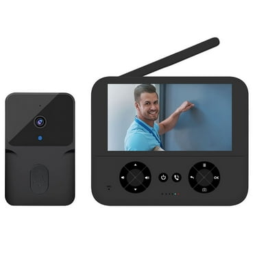 BTOER 4.3 Inch Wireless Video Doorbell Outdoor Monitor Video Home Voice Intercom Adjustable Volume Type-C Power Interface, Black