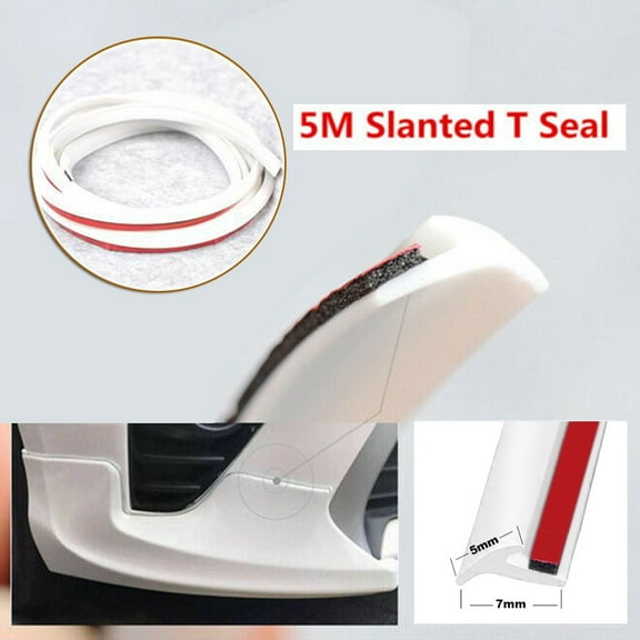 BTOER 5M T-Type Rubber Sealing Strip White For Car for Edge Trim Bumper Lip Side Skirt