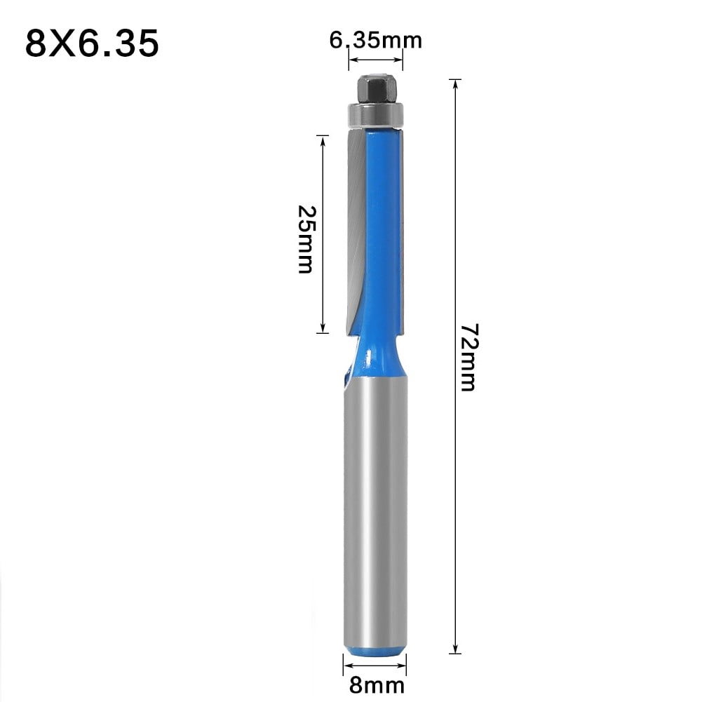 BTOER 8mm Shank Double-edged Trim Router Bit with Bearing for Wood ...