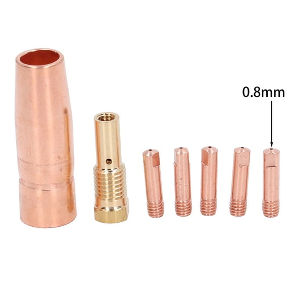 BTOER For MIG Welding Flux Core Gasless 0.6/0.8/0.9/1.0/1.2mm Brass Nozzle Tips Kit