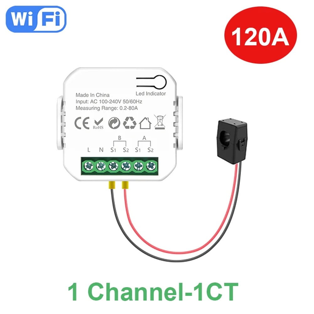 Tuya Wifi Intelligent Energy Meter Solar PV System Power Production Consumption Bidirectional Monitoring Mobilephone App Control Monitor Ct