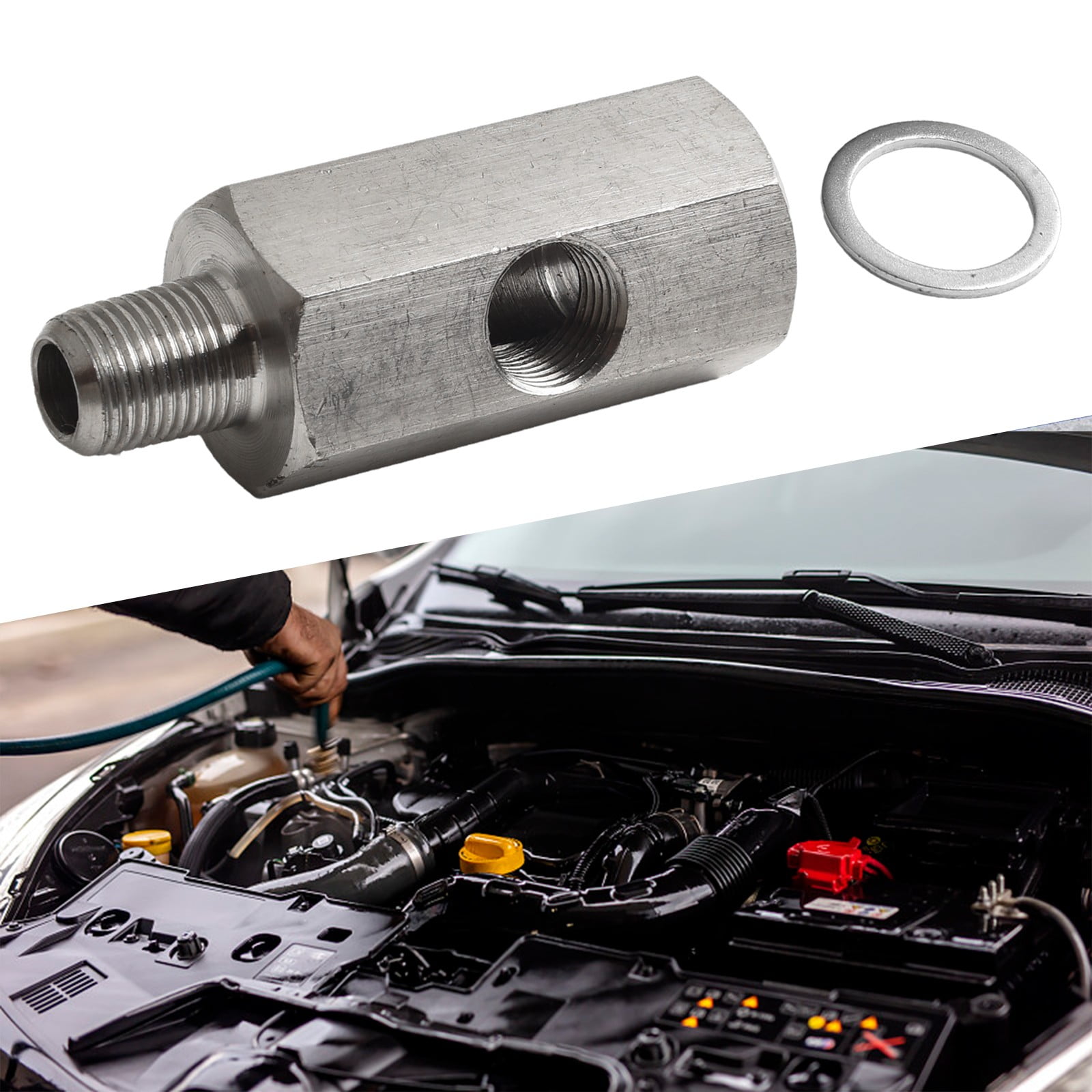 Oil Pressure Sensor Tee 1/8''NPT To Adapter Fitting Turbo Supply Feed Line Gauge