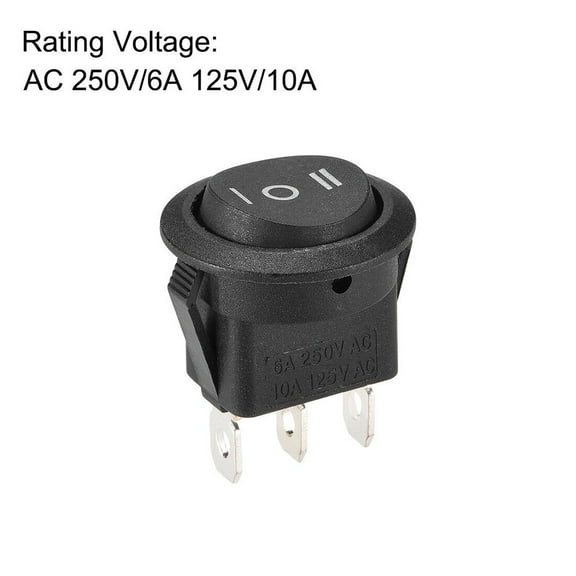 BTOER On/Off/On Black Round Rocker Switch Car Automotive 20mm SPDT