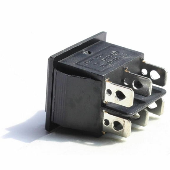 BTOER (On)Off(On) Large Black Rectangle Rocker Switch 6-Pin DPDT 12V