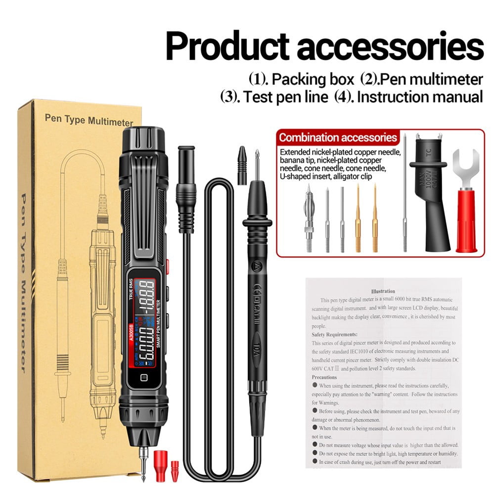 BTOER Pen multimeter electrician induction test pen digital multimeter ...