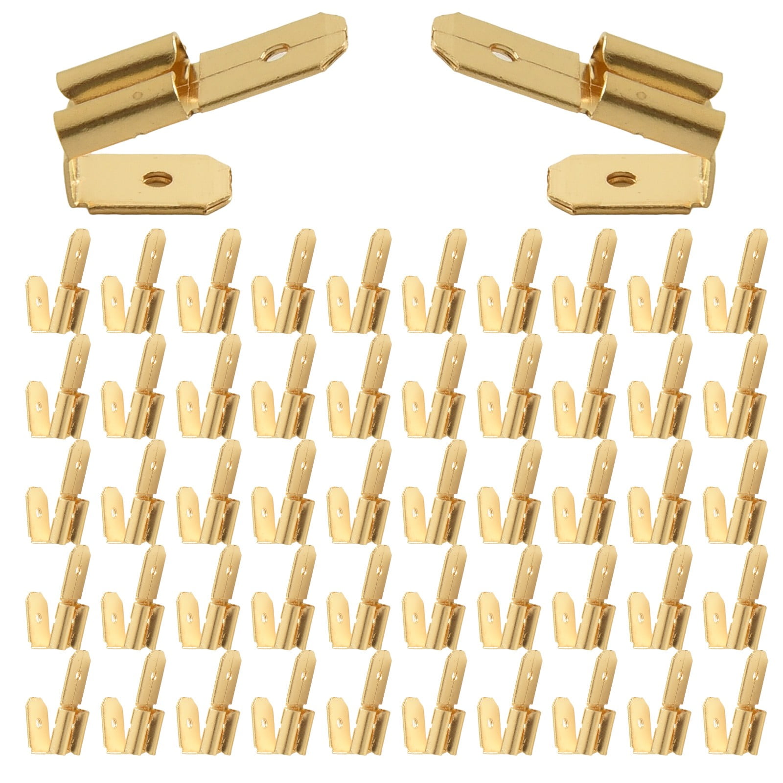 36-Piece Brass Spade Connector Kit - Piggyback, Double, & Chair Terminal Quick Disconnects, Non-Insulated