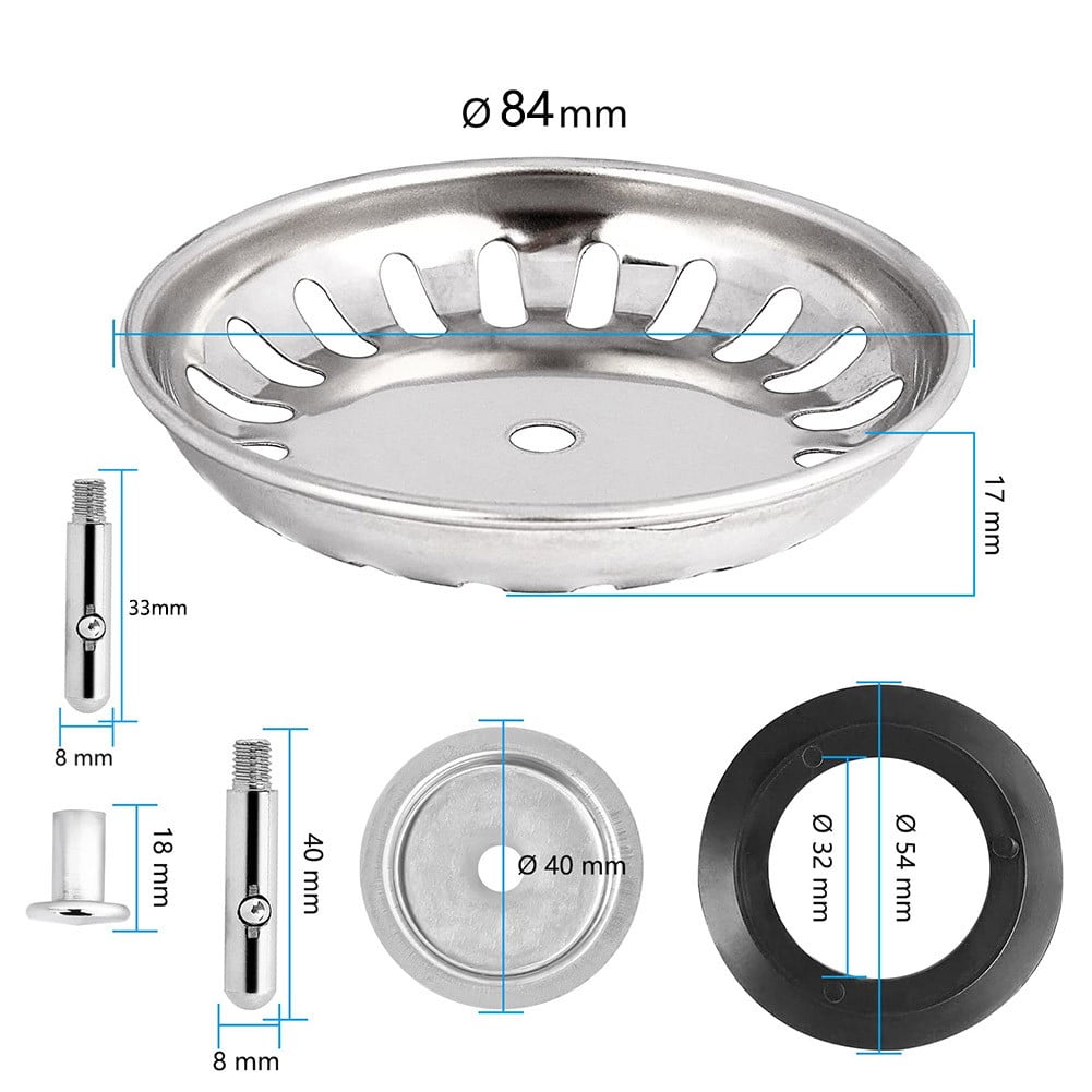 Btoer Premium Kitchen Sink Strainer Replacement Waste Plug Basin Drain Filter Steel Size 82 Mm