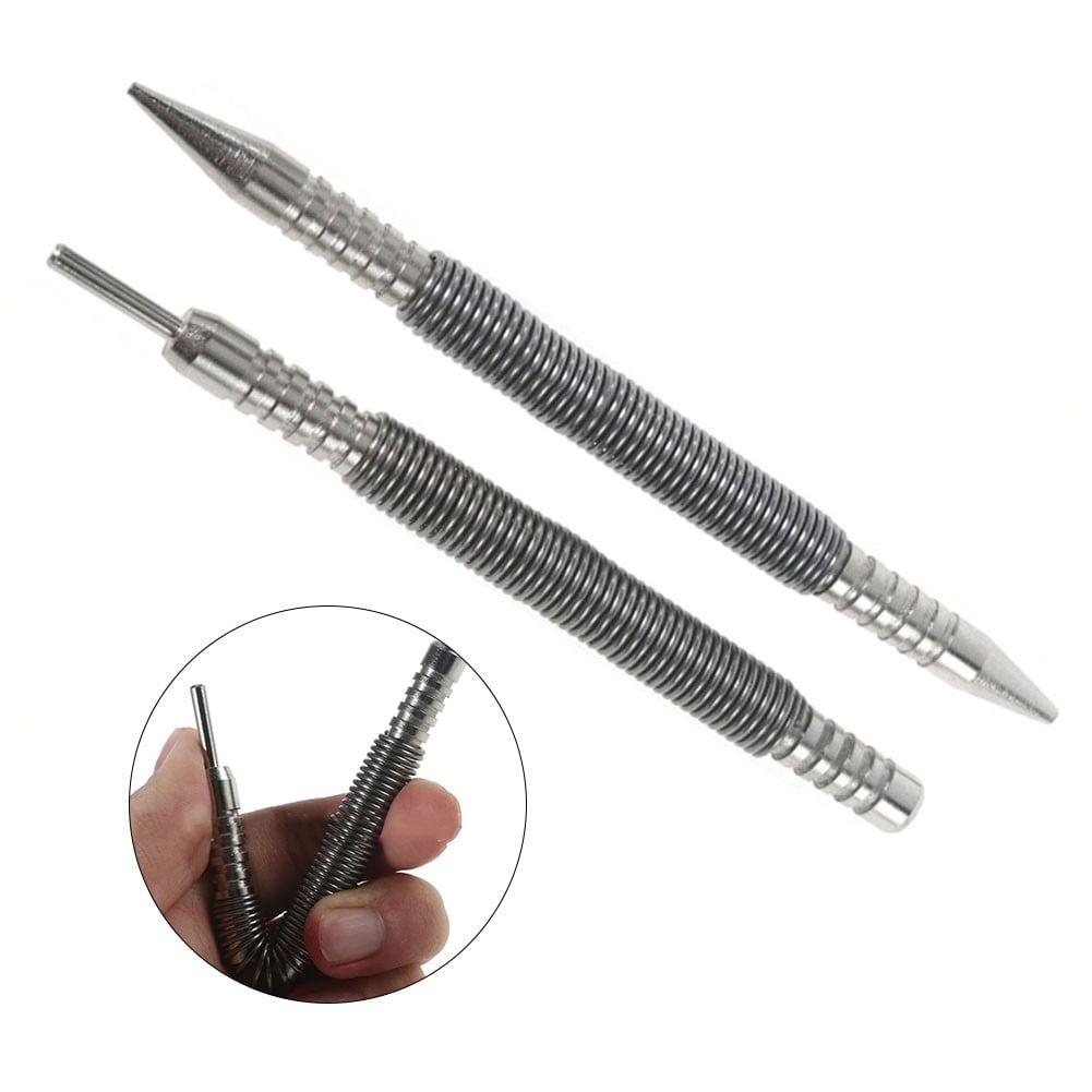 BTOER Spring Tool Hammerless Nail Set Center Holes Punch Spring Loaded