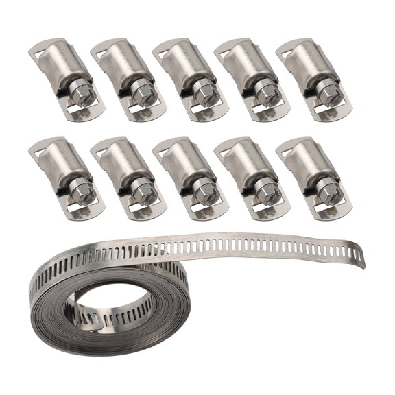 BTOER Stainless Steel Hose Clamp Adjustable Large Worm Gear Hose Clamp DIY Kit For Pip