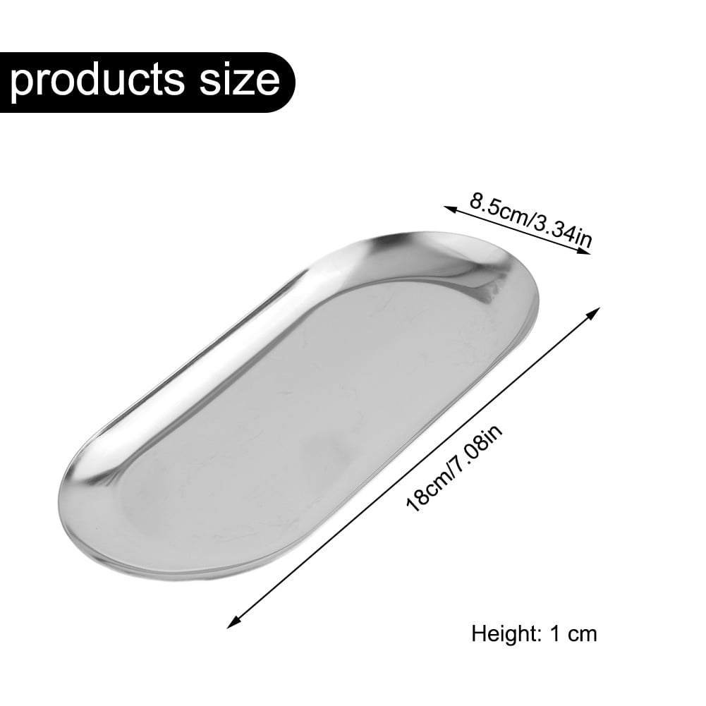 BTOER Sushi Dishes Stainless Steel Oval Plates Korean Cuisine Tableware Fruit Tray