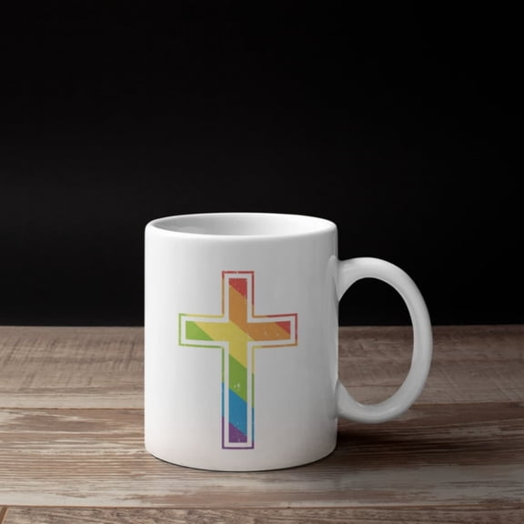 BTQ Gay Cistian Cross Mug, BTQ Gay Coffee , Gay Pride Gif, Religious Gay tc, Gif, Tumbler Travel Mug n Holder.