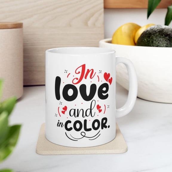 BTQ+ Pride Ceramic Mug Romantic Couple's Coffee Cup.