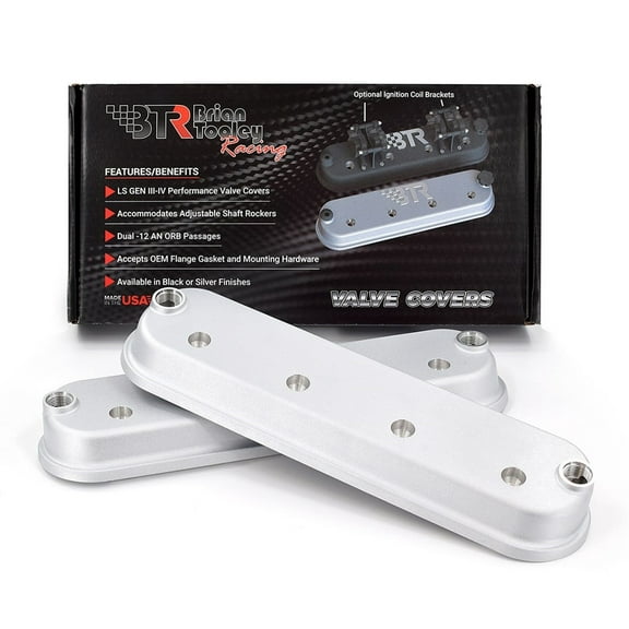 BTR Brian Tooley Racing LS Valve Covers Without Logo - No Coil Mounts - Cast Aluminum Valve Covers -Fits 4.8 5.3 5.7 6.0 6.2 7.0 LS1 LS3 LQ4 LS7