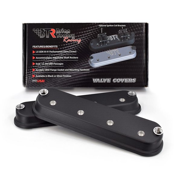 BTR Brian Tooley Racing LS Valve Covers Without Logo - No Coil Mounts - Cast Aluminum Valve Covers -Fits 4.8 5.3 5.7 6.0 6.2 7.0 LS1 LS3 LQ4 LS7