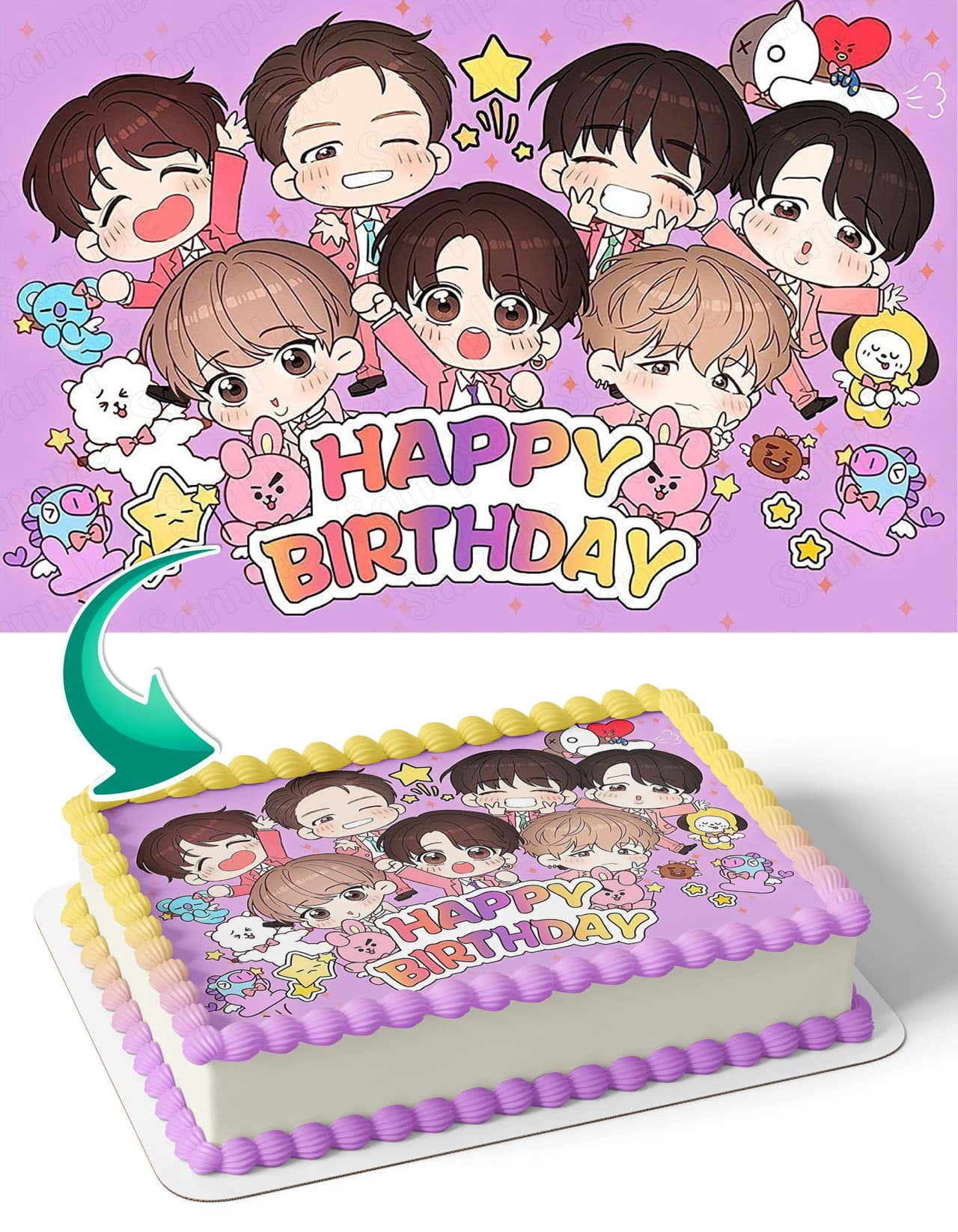 BTS Bangtan Boys Band Edible Cake Image Topper Birthday Photo Icing