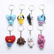 BTS Keychain,Bag Hanging Ornament,8Pcs Cartoon Acrylic Pendent Key Ring ,Kpop Keyring Bangtan Boys Souvenirs Gift