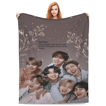 BTS Kpop Throw Blanket BTS Merch Fuzzy Soft Fleece Blanket 4 Different Lightweight Blanket Designs