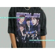 BTS SeokJin T-Shirt, Korean Rapper Boyband Kpop Tshirt Vintage Look shirt, Jungkook Jimin, Jin tee Shirt Korean Pop, Unisex Black Color size L