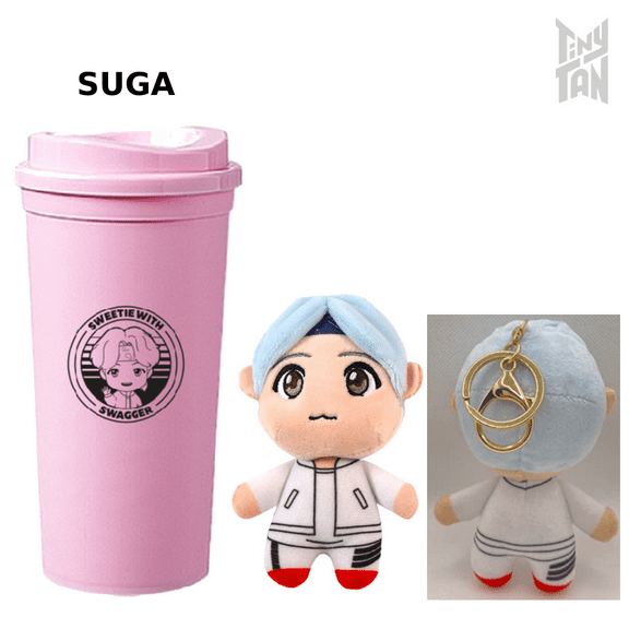 BTS TinyTAN Official BTS EcoCup Reusable Tumbler 16.9 oz - SUGA w/ Keyring