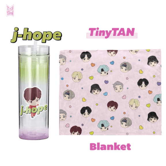 BTS TinyTAN Official BTS Ice Cup Tumbler 11.8 oz J-Hope w/ Big Face Blanket