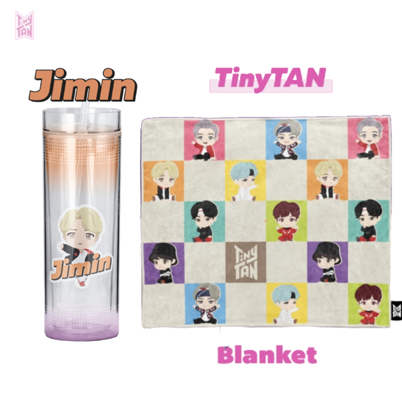 BTS TinyTAN Official BTS Ice Cup Tumbler 11.8 oz Jimin w/ Check Blanket