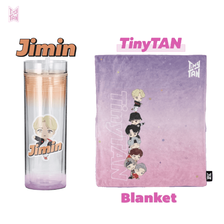 BTS TinyTAN Official BTS Ice Cup Tumbler 11.8 oz Jimin w/ Piggyback Blanket