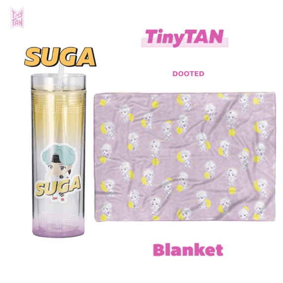 BTS TinyTAN Official BTS Ice Cup Tumbler 11.8 oz SUGA w/ Dooted Blanket