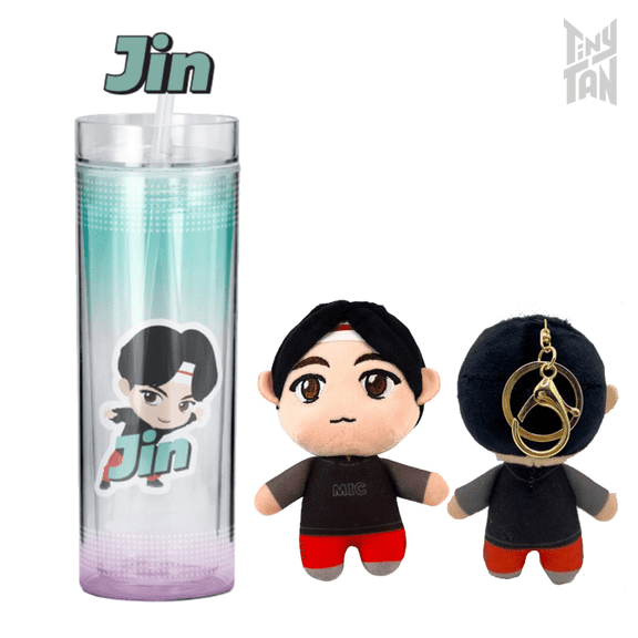 BTS TinyTAN Official BTS Product Ice Cup Tumbler 11.8 oz - Jin w/ Keyring