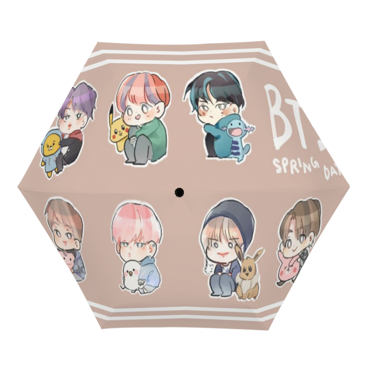 BTS UV sunshade manual open and close, compact, portable, UV coating, rain, wind