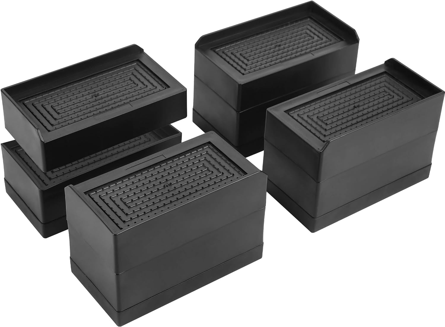 Black Heavy Duty Adjustable Plastic Bed Risers, Set of 4