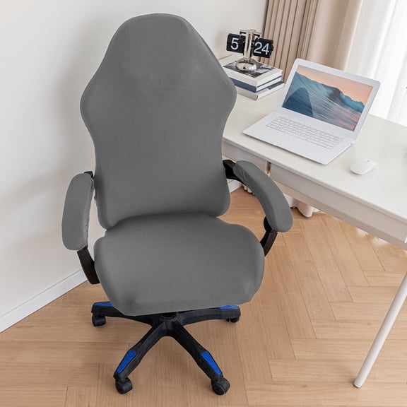 BTSKY Ergonomic Office Computer Game Chair Slipcovers Stretchy Polyester Covers Reclining Racing Gaming Chair No Chair Light Grey