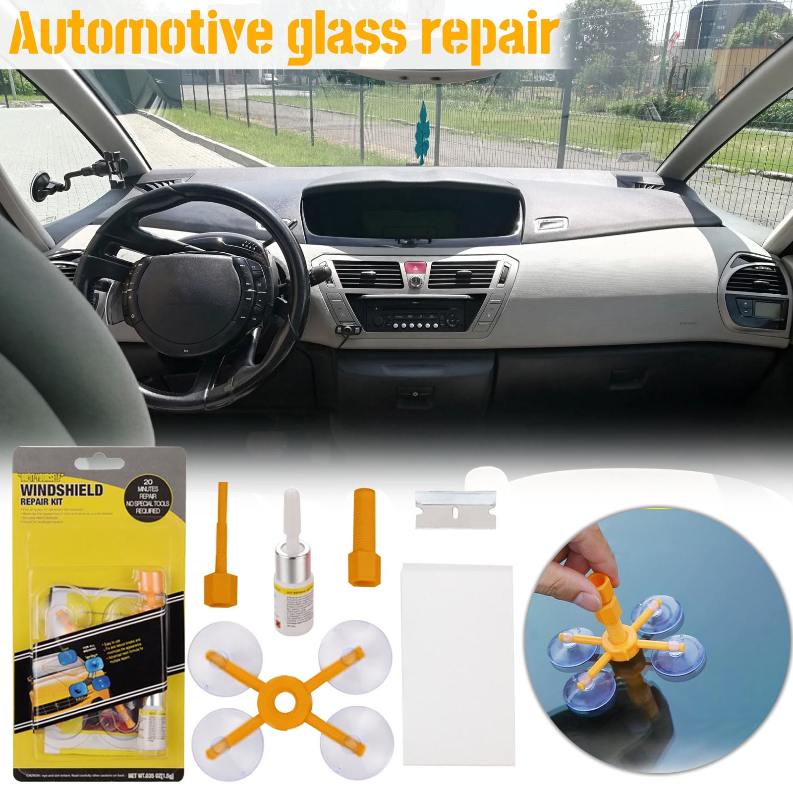 BTTGGLhn Auto Glass Repair Tool Windshield Crack Repair 4piece Set