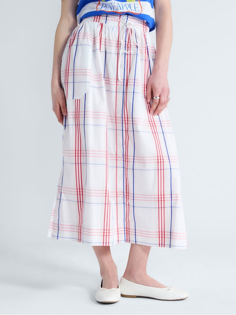 Free Assembly Women's and Women's Plus Button-Front Cotton Maxi