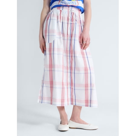Free Assembly Women's and Women's Plus Button-Front Cotton Maxi Skirt, Sizes XS-4X