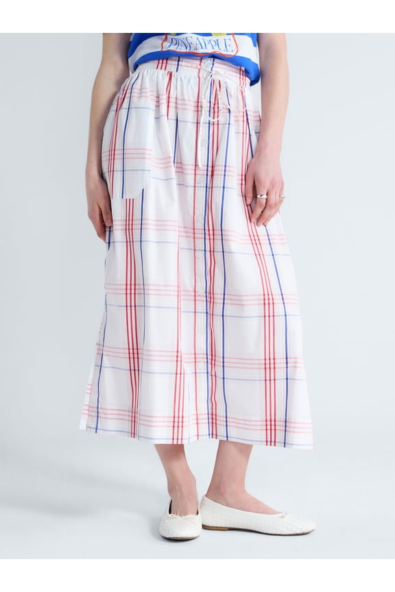 Women's and Women's Plus Button-Front Cotton Maxi Skirt, Sizes XS-4X