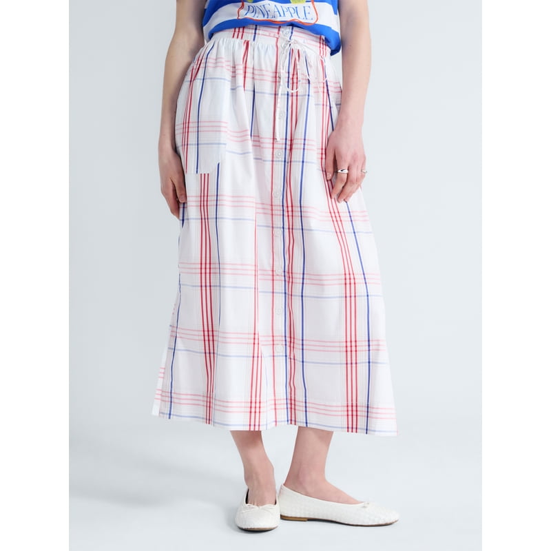 Women's and Women's Plus Button-Front Cotton Maxi Skirt, Sizes XS-4X