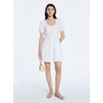 thumbnail image 1 of Scoop Women’s Button Front Mini Dress with Puff Sleeves, Sizes XS-XXL, 1 of 5