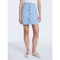 thumbnail image 1 of Free Assembly Women's Button Front Denim Mini Skirt, Sizes 0-20, 1 of 5